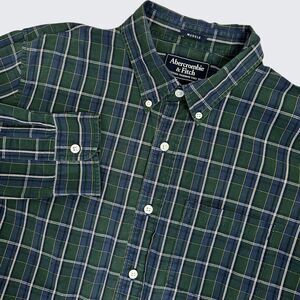 Abercrombie Fitch Shirt “Muscle”- *Men’s Sz LG* Green Blue Plaid Preppy 90’s Y2K